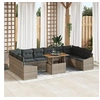 Image de Ensemble de Canapé de Jardin 11 Pièces avec Coussins Gris en Rotin Synthétique