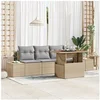 Image de Ensemble de Canapés de Jardin 5 pièces avec Coussins Beige Poly Rattan