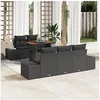 Image de Ensemble de canapé de jardin 6 pièces avec coussins Noir Poly Rattan