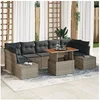 Image de Canapés de Jardin 8 Pièces avec Coussins Gris en Poly Rattan