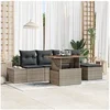 Image de Ensemble de Canapés de Jardin de 6 Pièces avec Coussins Gris Rattan Poly