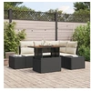 Image de Set de Canapé de Jardin 5 Pièces avec Coussins Noir Rattan Poly