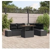 Image de Ensemble de Canapés de Jardin 6 pièces avec Coussins Rotin Poly Noir