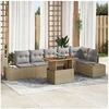 Image de Ensemble Canapé Jardin 7 Pièces avec Coussins Beige Rattan
