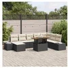 Image de Ensemble de canapé de jardin de 9 pièces avec coussins en poly rattan noir