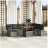 Image de Ensemble de canapé de jardin de 9 pièces avec coussins Gris Poly Rattan 3358736