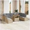 Image de Ensemble de canapé de jardin 10 pcs Beige Poly rotin, Jardin et Terrasse, Canapé Moderne, Meubles de Patio, Rangement 3358744