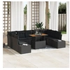 Image de Ensemble de canapés de jardin 10 pièces avec coussins noir rotin poly