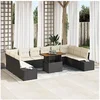 Image de Ensemble de Sofa de Jardin 11 Pièces avec Coussins Noir Rattan Poly