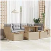 Image de Ensemble de canapé de jardin 6 pièces avec coussins en rotin poly beige 3358774