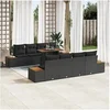 Image de Ensemble de canapé de jardin 9 pcs Noir Poly rotin, Ensemble de jardin en rotin, canapé de patio modulable moderne, 3358787