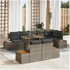 Image de Ensemble de canapé de jardin 9 pièces avec coussins gris poly rotin 3358818