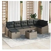 Image de Salon de jardin modulable rotin gris 8 pieces 55 x 55 cm 7 personnes