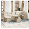 Image de Ensemble de canapé de jardin 8 pièces avec coussins Beige Poly Rattan