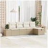 Image de Ensemble de Canapé de Jardin 5 pièces avec Coussins Beige Poly Rattan 3359360