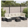 Image de Ensemble de canapé de jardin 8 pièces avec coussins en rotin synthétique noir