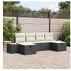 Image de Set de canapé de jardin 6 pièces avec coussins Noir Poly Rattan 3359416