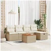 Image de Ensemble de canapé de jardin de 6 pièces avec coussins beige en poly rattan