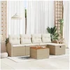 Image de Ensemble de canapé de jardin 6 pièces avec coussins beige en poly rotin 3359505