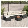 Image de Ensemble de Canapé de Jardin 8 Pièces avec Coussins Noir Poly Rattan