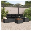 Image de Ensemble de canapé de jardin de 6 pièces avec coussins noir Rattan Poly 3359625