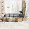 Image de Ensemble de 7 canapés de jardin avec coussins beiges en rotin synthétique 3359637