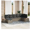 Image de Ensemble de canapé de jardin 7 pièces avec coussins gris en poly rattan