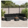 Image de Canapé de Jardin 9 Pièces avec Coussins Rattan Noir Poly 3359660