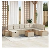 Image de Ensemble de Canapé de Jardin 9 Pièces avec Coussins Beige Rattan Poly 3359663