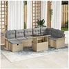 Image de Ensemble de 9 Canapés de Jardin avec Coussins Beige Poly Rotin