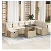 Image de Ensemble de Sofa de Jardin de 9 pièces avec Coussins Beige en Rattan Poly