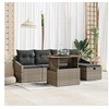 Image de Ensemble de Canapés de Jardin 6 Pièces avec Coussins Gris Rattan Poly