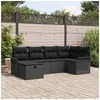 Image de Ensemble de Canapé de Jardin 6 Pièces avec Coussins en Poly Rattan Noir, Canapé de Jardin 2 Places avec Rangement et Coussins e