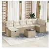 Image de Canapés Jardin 8 Pièces avec Coussins Beige Poly Rotin, Canapé Jardin 2 Places avec Rangement et Coussins Beige Poly Rotin 3360242