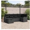 Image de Canapé de jardin 6 pièces avec coussins en rattan poly noir 3360314