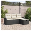 Image de Ensemble de Canapé de Jardin de 4 Pièces avec Coussins Noir Poly Rattan 3360378