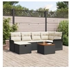 Image de Ensemble de Canapé de Jardin 7 Pièces en Rotin Noir, Canapé de Jardin 2 Places avec Rangement & Coussins en Rotin Noir