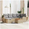 Image de Canapés de Jardin 7 pièces avec Coussins Beige Rattan Poly 3360843