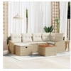 Image de Ensemble de canapé de jardin 7 pièces avec coussins beige en poly rattan