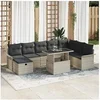 Image de Set de Canapé de Jardin 9 Pièces avec Coussins Gris Clair en Rattan Poly, Canapé de Jardin 2 Places avec Rangement & 3361031