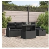 Image de Canapé de jardin 6 pièces avec coussins en poly rattan noir 3361082