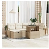 Image de Ensemble de canapé de jardin 7 pièces avec coussins beige poly rattan 3361130