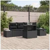 Image de Ensemble de 6 canapés de jardin avec coussins en noir poly rattan