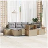 Image de Ensemble de canapé de jardin 7 pièces avec coussins beige en poly rattan