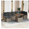Image de Canapé de Jardin 8 Pièces avec Coussins Gris Rattan Poly 3361251