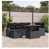 Image de Ensemble de 7 Pièces de Sofa de Jardin avec Coussins Noir Rattan Poly, Sofa de Jardin 2 Places avec Rangement & Coussins 3361303