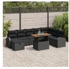 Image de Ensemble de 9 Pièces de Canapé de Jardin avec Coussins en Rotin Poly Noir