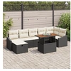 Image de Ensemble de canapés de jardin 8 pièces avec coussins Noir Poly Rotin