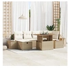 Image de Ensemble de Canapés de Jardin 7 pièces avec Coussins Beige Poly Rattan Acacia 3361413