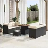 Image de GENERIQUE Salon de jardin modulable - Lot de 9 pièces - Rotin noir - Table extensible 90x55x71 cm